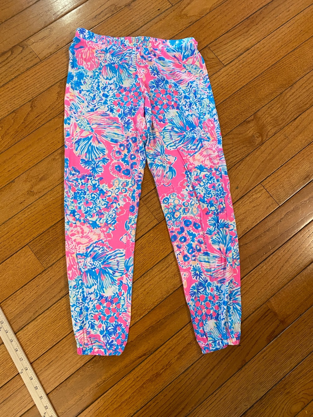 Lilly Pulitzer floral jogger pants girls XL‎ 12-14 pink blue
